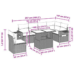 vidaXL Salon de jardin avec coussins 7 pcs beige résine tressée pas cher