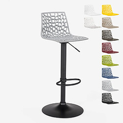 Tabouret Design Cuisine Bar Base Noire Mate Réglable Grand Soleil Spider Matt, Couleur: Gris 