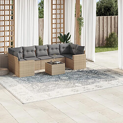 vidaXL Salon de jardin avec coussins 8 pcs beige résine tressée 