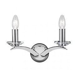 Searchlight Applique murale Kensington Chrome 2 ampoules 17cm Coloris : ChromeNombre d'ampoules : 2Type d'ampoule : E14Puissance Max en Watts (W) : 60Ampoules incluses : NonIP20Classe de protection : 1Hauteur en Cm : 17Largeur