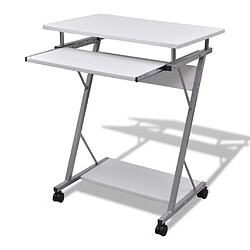 Helloshop26 Bureau table meuble travail informatique blanche pour ordinateur 0502140 