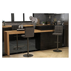 Moloo SQUAR-Tabouret de bar en cuir synthétique Anthracite-gris bronze (x2)