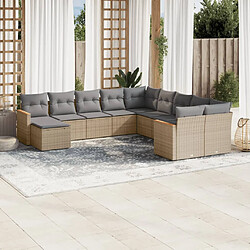 vidaXL Salon de jardin 11 pcs avec coussins beige résine tressée 