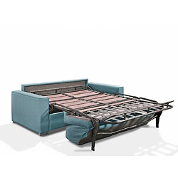 Avis Inside 75 Canapé convertible 2-3 places EXCELLENCE 120 cm sommier lattes matelas MEMORY 18 cm inclus velours turquoise