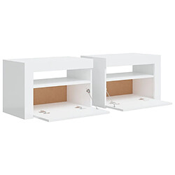 Acheter vidaXL Tables de chevet 2 pcs avec LED Blanc brillant 60x35x40 cm