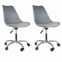 Paris Prix Lot de 2 Fauteuils à Roulettes Kiruna 92cm Gris