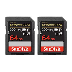 2pcs SANDISK Extreme Pro 64Go Carte Mémoire SDHC/SDXC 200Mo/S 90Mo/S UHS-I version 2022