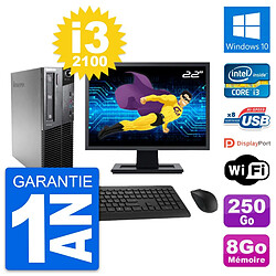 PC Lenovo M81 SFF Ecran 22" Intel i3-2100 RAM 8Go Disque 250Go Windows 10 Wifi · Occasion 