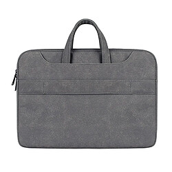 Wewoo Sacoche ST06S Étanche en cuir PU Zipper Caché Bandoulière Portable Sac à pour ordinateur 14,1 poucesavec Magic Stick & Ceinture valise gris foncé