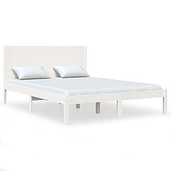 Maison Chic Lit Moderne Chambre - Cadre/structure de lit pour adulte Blanc Bois massif 120x190 cm Petit Double -MN46886