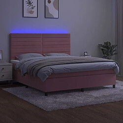 Avis vidaXL Sommier à lattes de lit avec matelas LED Rose 180x200cm Velours