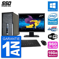 PC Tour HP 400 G1 Ecran 27" Intel G3220 RAM 16Go SSD 960Go Windows 10 Wifi · Occasion 