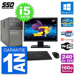 PC Tour Dell 7010 Ecran 27" Intel i5-3470 RAM 16Go SSD 240Go Windows 10 Wifi · Occasion 