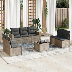 Maison Chic Salon de jardin 8 pcs avec coussins | Ensemble de Table et chaises | Mobilier d'Extérieur gris résine tressée -GKD96432