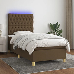 vidaXL Sommier à lattes de lit matelas et LED Marron foncé 100x200 cm 