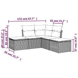 Acheter vidaXL Salon de jardin avec coussins 5 pcs marron résine tressée