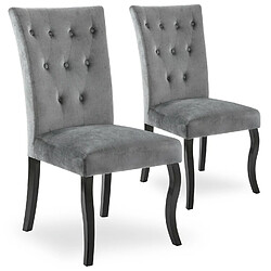 NC Lot de 2 chaises capitonnées Chaza Velours Gris