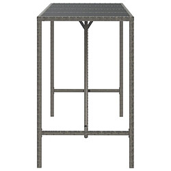 Avis vidaXL Table de bar et dessus en verre gris 180x70x110 cm poly rotin