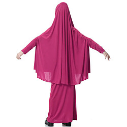 fille musulmane islamique manches longues robe de prière en deux pièces abaya rose rouge m pas cher