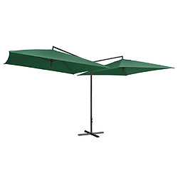 vidaXL Parasol double avec mât en acier 250 x 250 cm Vert