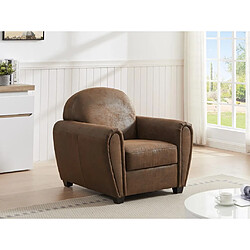 Vente-Unique Fauteuil en microfibre aspect cuir vieilli club VICTORY III 