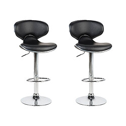 Beliani Tabouret rotatif Set de 2 Cuir PU Noir CONWAY 