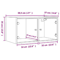 vidaXL Armoire murale avec portes en verre blanc 68,5x37x35 cm pas cher