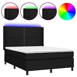 vidaXL Sommier à lattes de lit matelas LED Noir 140x190 cm Tissu