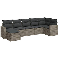 vidaXL Salon de jardin avec coussins 7 pcs gris résine tressée