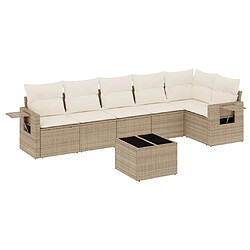 Maison Chic Salon de jardin avec coussins 7 pcs | Ensemble de Table et chaises | Mobilier d'Extérieur beige résine tressée -GKD30753