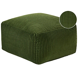 Beliani Pouf en velours côtelé vert 50 x 50 x 30 cm MUKKI