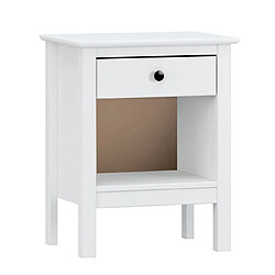 Pegane Table de chevet, table de nuit avec 1 tiroir coloris blanc - longueur 48 x profondeur 35 x hauteur 60 cm