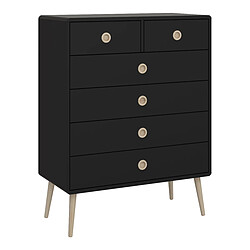 Pegane Commode rectangulaire en MDF coloris noir et chêne naturel- Longueur 81,30 x profondeur 39,60 x hauteur 105,20 cm