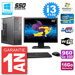 PC Fujitsu Esprimo E520 Ecran 22" i3-4130 RAM 16Go SSD 960Go Graveur DVD Wifi W7 · Occasion 