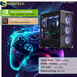 Sedatech PC Gamer Pro • AMD Ryzen 7 7700X • RTX4080 • 32 Go DDR5 • 2To SSD M.2 • sans OS