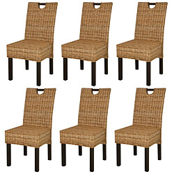 vidaXL Chaises à manger lot de 6 rotin Kubu bois de manguier