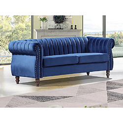 Acheter Vente-Unique Canapé chesterfield 3 places en velours bleu roi TRUMBO