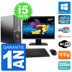 PC Fujitsu E920 DT Ecran 22" Intel i5-4570 RAM 32Go Disque 1To Windows 10 Wifi - Occasion