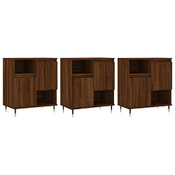 vidaXL Buffets 3 pcs Chêne marron Bois d'ingénierie