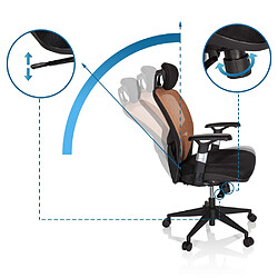 Hjh Office Siège de bureau / Fauteuil de direction VENUS BASE, assise tissu / dossier maille orange / noir hjh