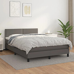 vidaXL Sommier à lattes de lit avec matelas Gris 140x190 cm Similicuir 