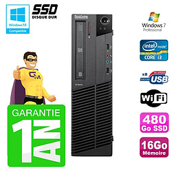 PC Lenovo M91p SFF Intel I3-2120 16Go Disque 480Go SSD Graveur Wifi W7 · Occasion 