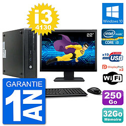 PC HP 800 G1 Ecran 22" Core i3-4130 RAM 32Go Disque 250Go Windows 10 Wifi - Occasion