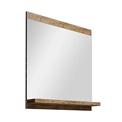 Vente-Unique Miroir de salle de bain rectangulaire avec tablette de rangement - Coloris naturel foncé - 60 x 50 cm - MIELA II