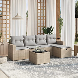 vidaXL Salon de jardin avec coussins 6pcs mélange beige résine tressée