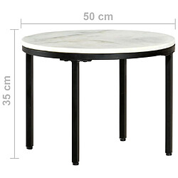 Avis vidaXL Table basse Blanc et noir Ø50 cm Marbre solide véritable