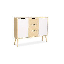 ICONIK INTERIOR Buffet en Bois - Design Scandinave - 3 tiroirs - Roger Bois naturel