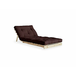 Inside 75 Fauteuil convertible futon ROOTS pin naturel coloris marron couchage 90 x 200 cm.