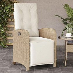 vidaXL Chaise inclinable de jardin et repose-pied beige résine tressée 