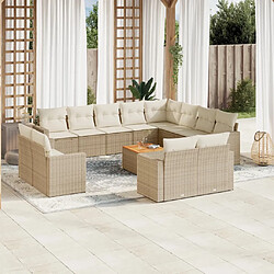 vidaXL Salon de jardin avec coussins 13 pcs beige résine tressée